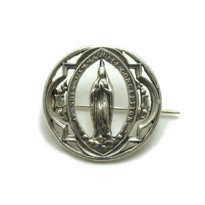 A000138 Sterling silver brooch 925 Mother of God image 1