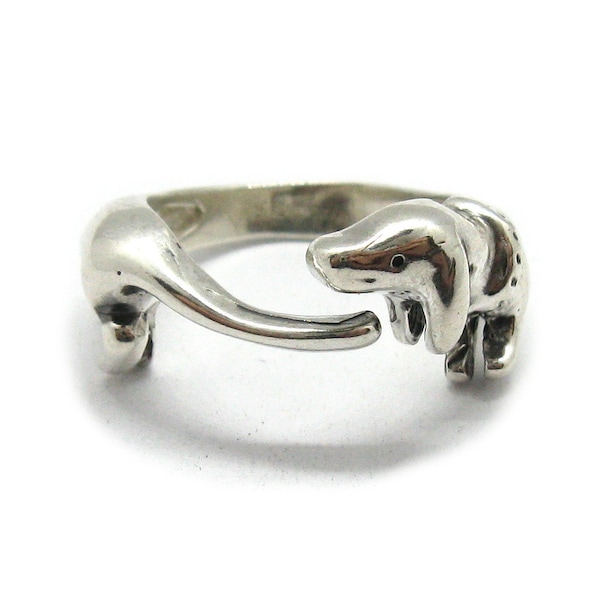 Sterling silver toe ring Dog dachshund solid hallmarked 925 R001996