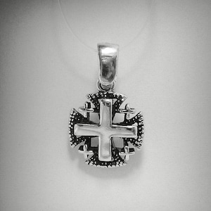 Sterling silver pendant Jerusalem cross stamped 925 nickel free