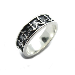 Sterling Silver Ring Band Anchor Solid Stamped 925 Nickel Free