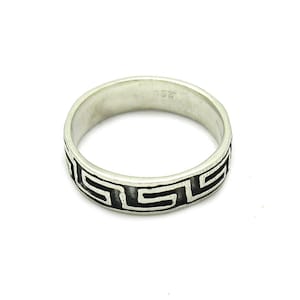 Sterling Silver Ring Greek Motifs Band Hallmarked 925 Nickel Free