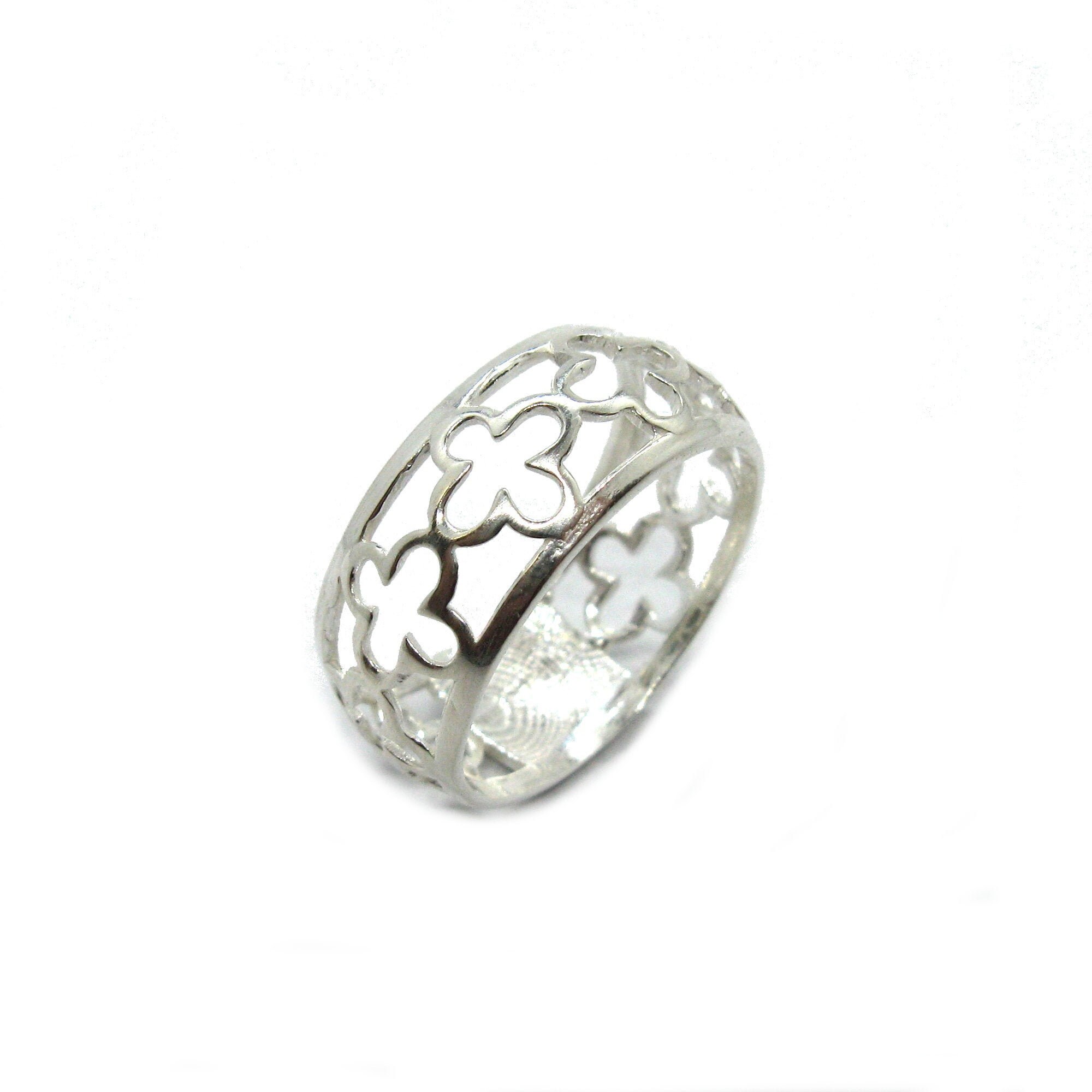 Sterling Silver Ring 10mm Flower Band Genuine Solid