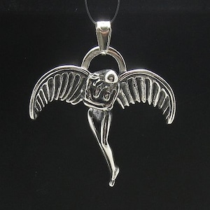 PE000626  Sterling silver pendant  solid 925 Guardian Angel Wings