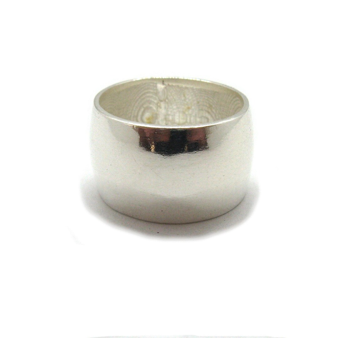Sterling Silver Ring 14mm Wide Plain Band Hallmarked 925 Nickel