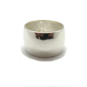 R001915 Genuine sterling silver ring 12mm wide plain band hallmarked 925