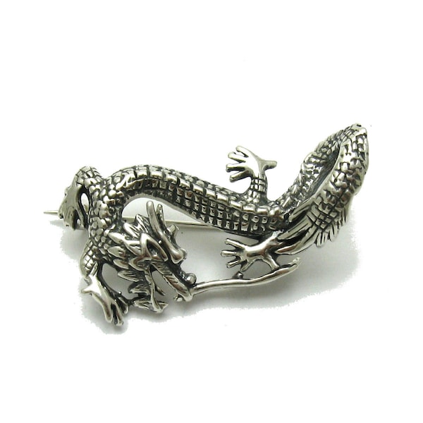 A000096 zilveren broche massief 925 Dragon