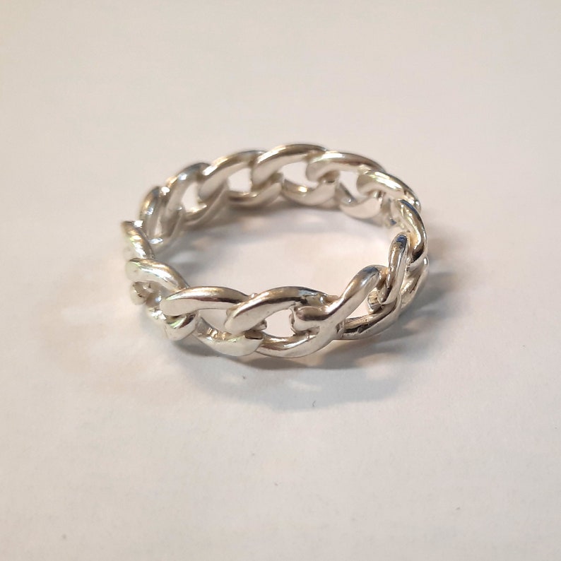 Sterling Silver Ring Chain Band Solid Genuine Stamped 925 zdjęcie 2