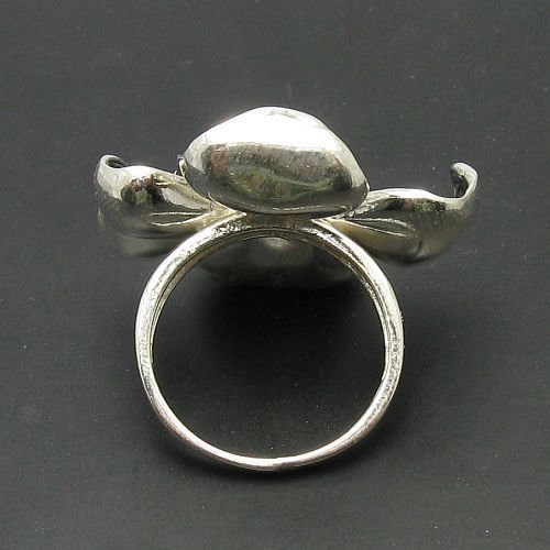 Anello Fiore Di Loto Smaltato In Argento Sterling 925 Con Giada Rossa Per Donna Aperto Regolabile - Foto 2