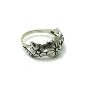 R001490 STERLING SILVER Ring Solid 925 Flower Band - Etsy