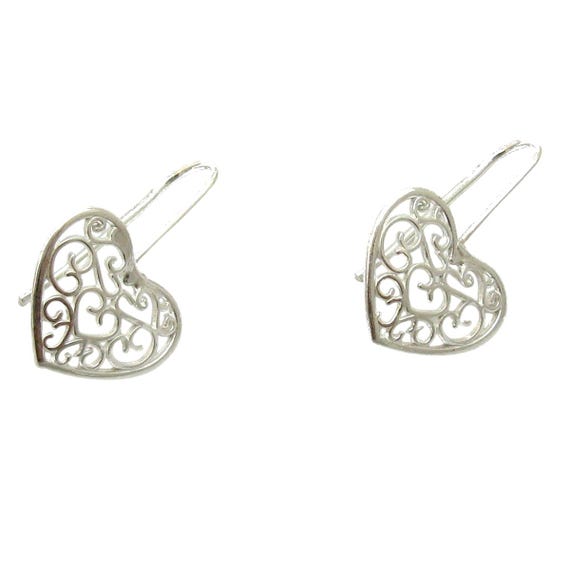 Boucles D'oreilles Cœur En Argent 925 – Occasion, Style Pendantes à Crochet