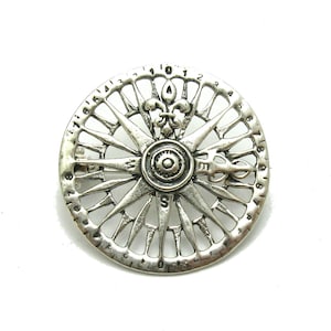 A000130 Sterling Silver Brooch 925 Compass image 1