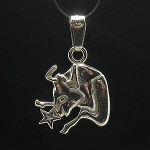 Sterling Silver Pendant Zodiac Sign Tourus Solid Geniune Stamped 925 Nickel Free