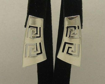 Sterling Silver Earrings With Greek Motifs Meanders Solid Hallmarked 925 Nickel Free