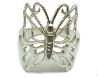 Anillo de plata de ley con mariposa estampada 925 sin níquel