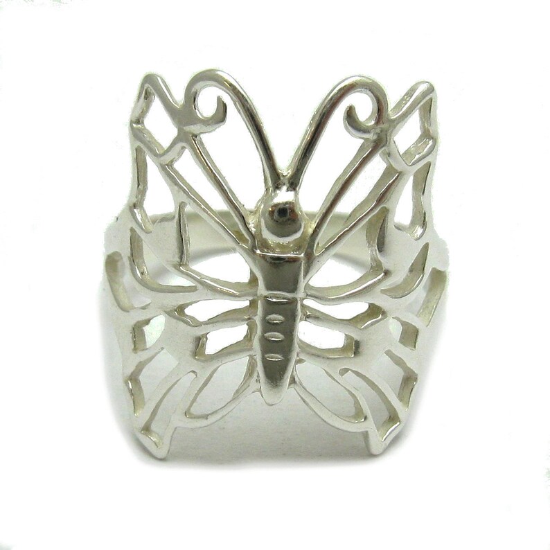 R000917 Sterling Silver Ring Solid 925 Butterfly image 1