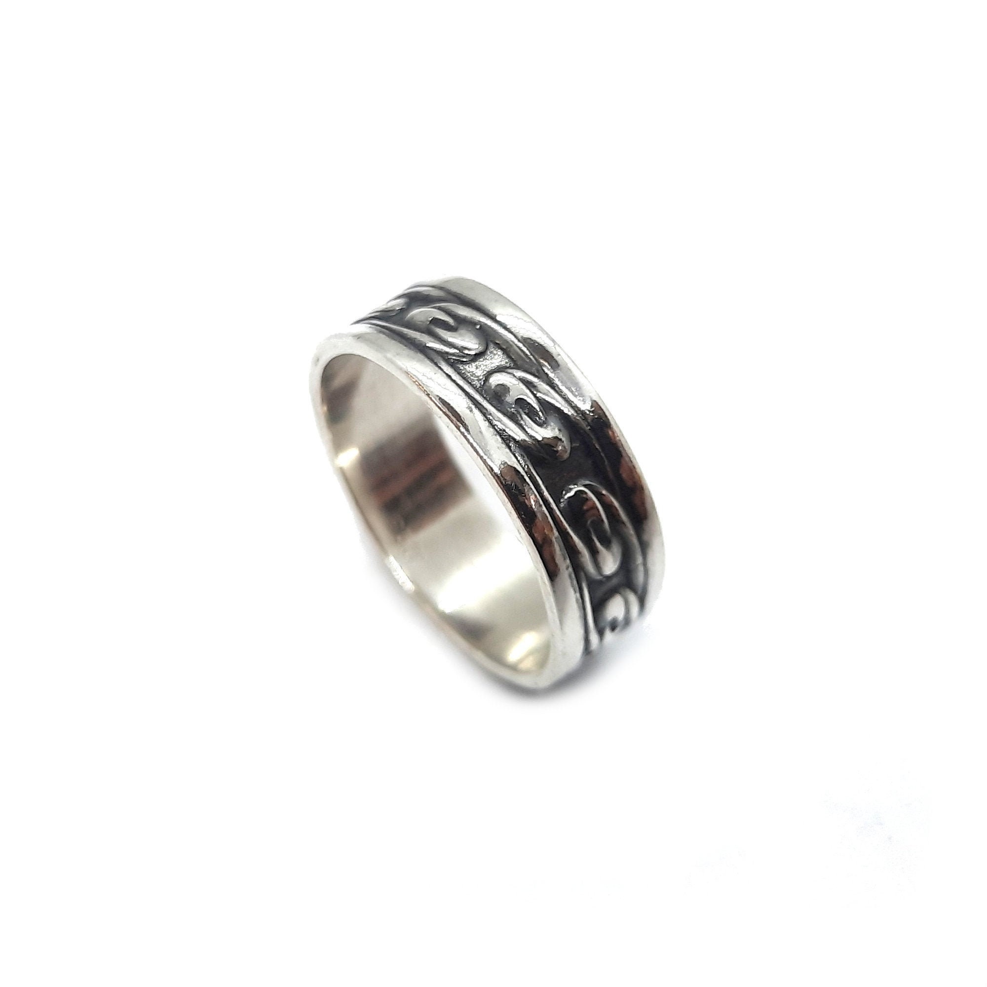 【20/80】 STERLING SILVER ID RING 8mm Sterling Silver Ring Band 8mm Wide Genuine Solid Hallmarked