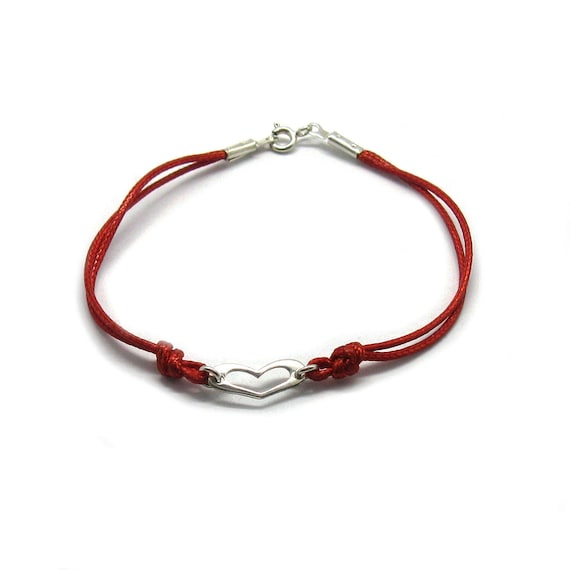 Braccialetto gioielli in argento sterling 925 di alta qualità Bracciale donna a forma di cuore rosso lunghezza 20 cm