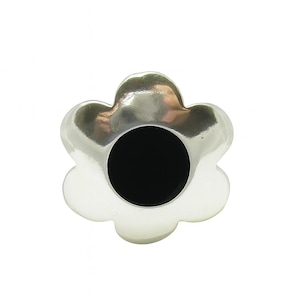 Sterling Silber Anhänger Blume mit schwarzem Emaille Solid Stamped 925 Nickel frei