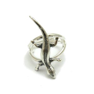 Sterlingzilveren ring Salamander massief, gemerkt 925 nikkelvrij, maat verstelbaar