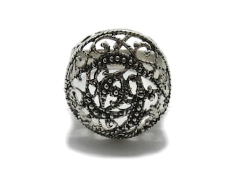 R001846 Sterling silver filigree ring solid 925