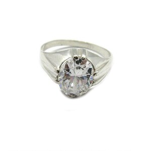 Sterling silver men's ring solid 925 with 12x10mm oval CZ R001937