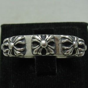 R001079 STERLING SILVER Ring Solid 925  Cross Band