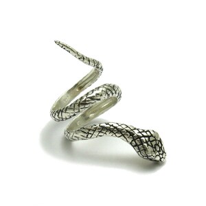 R001643 Long sterling silver ring solid 925 Snake image 3