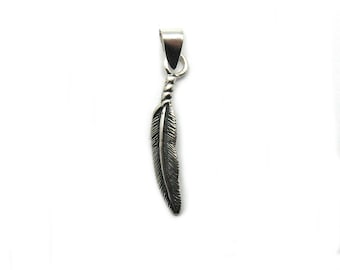 Pendentif en argent Sterling PE001366 véritable poinçonnés 925 plume