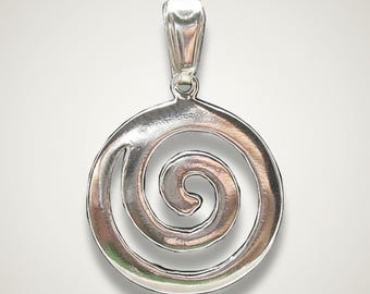 Sterling Silver Spiral Pendant, Round Swirl Jewelry