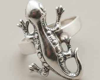 Sterling Silver Ring Gecko Salamander Solid Stamped 925 Nickel Free