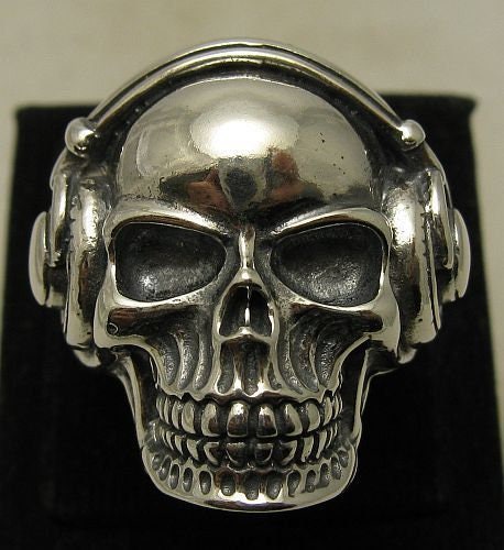 R001003 STERLING SILVER Ring Solid 925 Skull DJ - Etsy