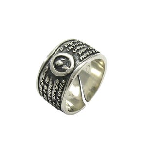 Sterling Silver Ave Maria Ring 11mm Wide Catholic Prayer Band Stamped 925 Nickel Free