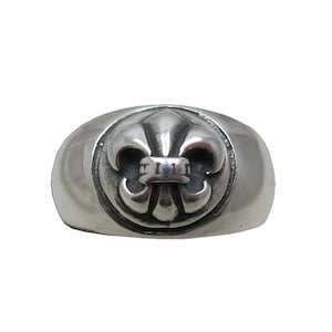 R001193 Bague Argent Massif 925 Fleur de lis