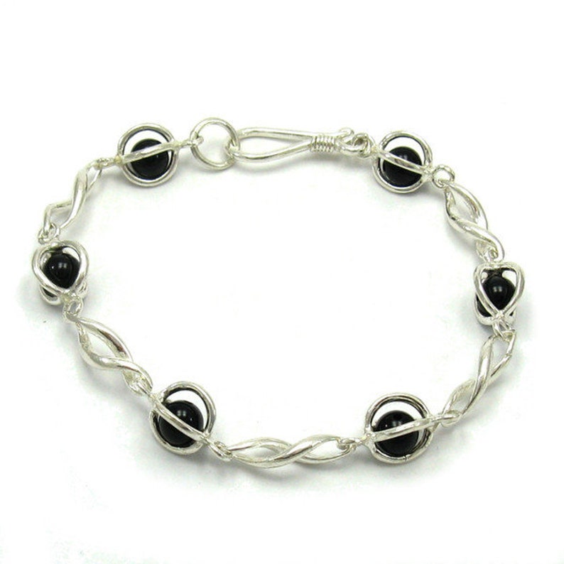 Silver Bracelet Solid 925 With Black Onyx B000149 image 1