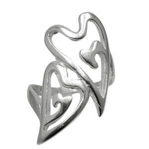 Sterling Silver Ring Hearts Solid Hallmarked 925 Nickel Free