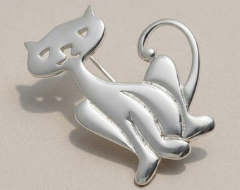 925 SILBER Brosche A000092 Katze
