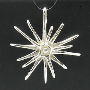 PE000389  Sterling silver pendant   925 solid huge flower quality