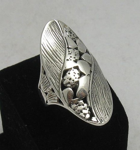 Anello lungo in argento sterling, elegante, massiccio, autentico, con marchio di garanzia 925, senza nichel. - Italia Anello lungo in argento sterling, elegante, massiccio, autentico, con marchio di garanzia 925, senza nichel. - Italia