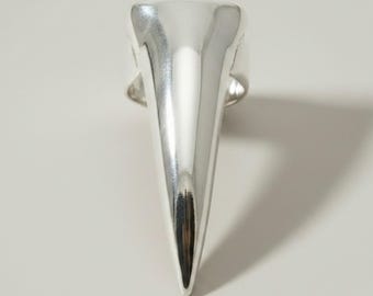 Sterling Silver Claw Ring 43mm Long Stamped 925 Adjustable Size Nickel Free