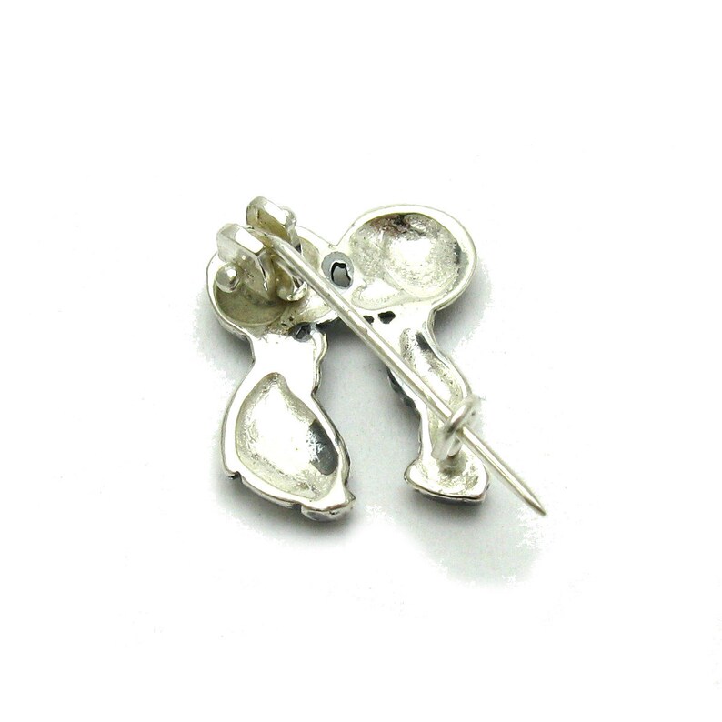 A000110 Sterling Silver Brooch 925 Boy and girl image 2