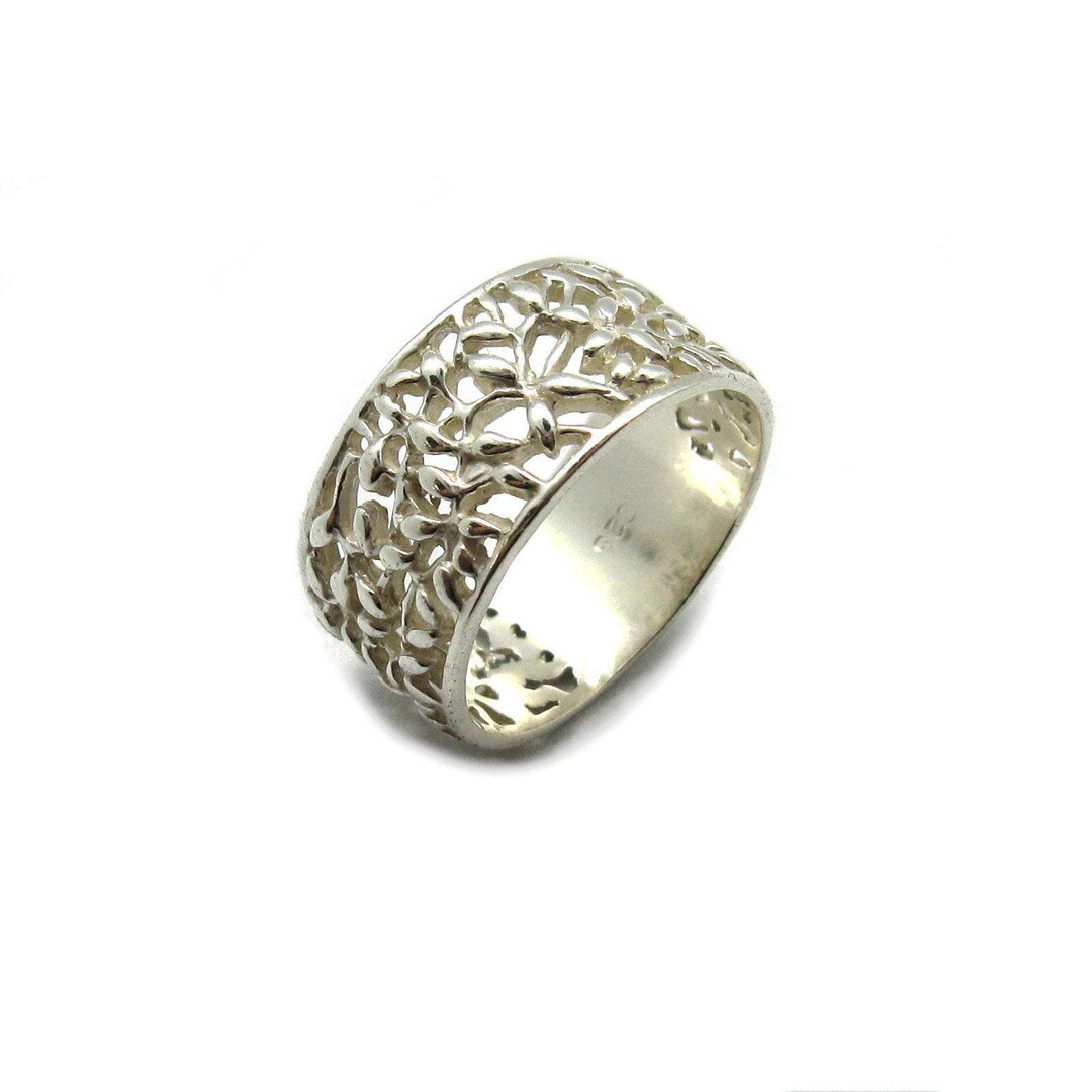 Sterling Silver Filigree Ring | Openwork Floral Vine Band Stamped 925 ...