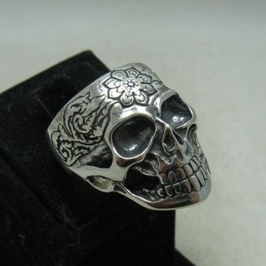 R001161 STERLING SILVER Skull Ring Solid 925 image 2