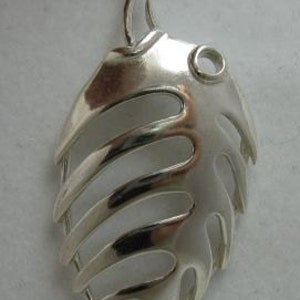 Sterling Silver Pendant Fish on Hook Stamped 925 Nickel Free