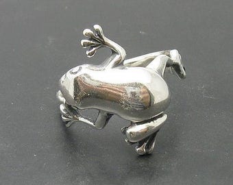 R000742 Anillo de plata de ley maciza 925 Rana