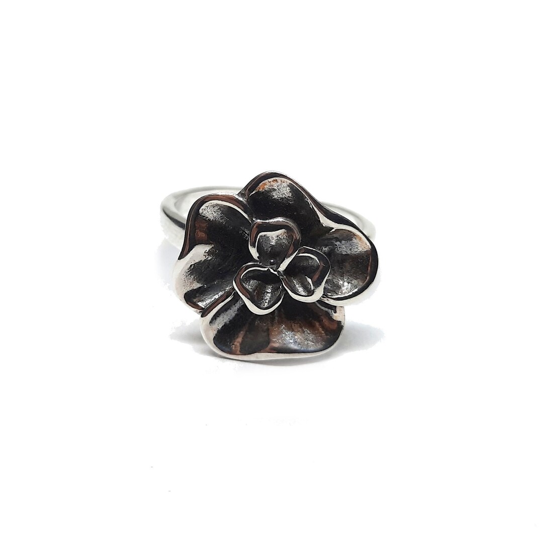 Sterling Silver Ring Flower Genuine Solid Stamped 925 Nickel