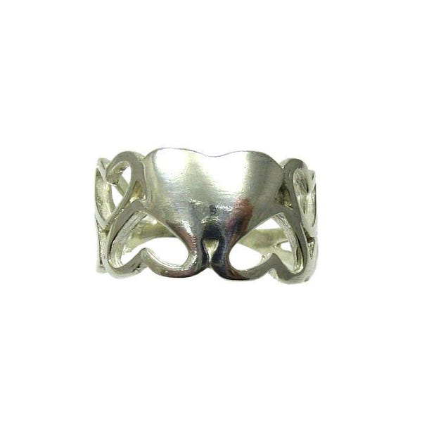 Elegant Sterling Silver Ring Hearts Stamped 925 Nickel Free