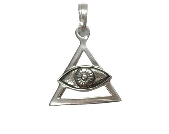 Sterling Silver Pendant Eye of the Providence Solid Genuine Stamped 925 Nickel Free