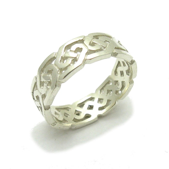 Anello Celtico In Argento Sterling Fatto A Mano: Fascia Con - Foto 6