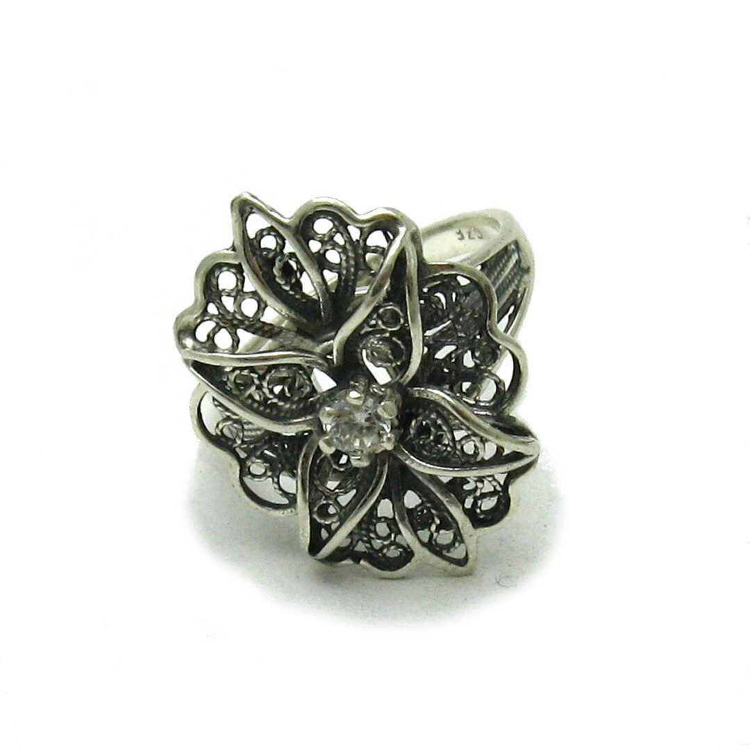 Filigrane Sterling Silver Ring With Cubic Zirconia