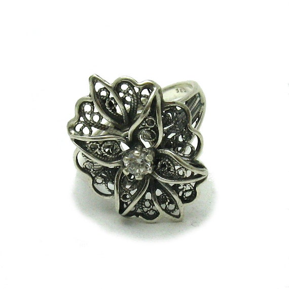 Filigrane Sterling Silver Ring With Cubic Zirconia